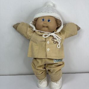 Vtg 80s Coleco Cabbage Patch Kids Dimples Tooth Yarn Corduroy Teddy Bear Shoes
